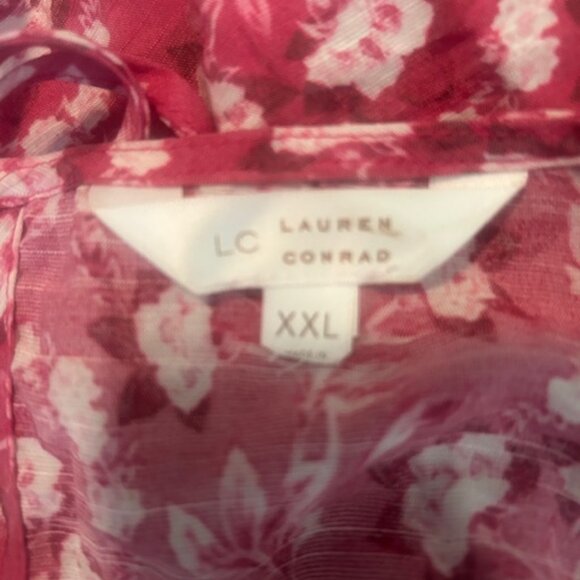 LC Lauren Conrad Floral peep hole tie neck blouse, size XXL - Picture 4 of 5